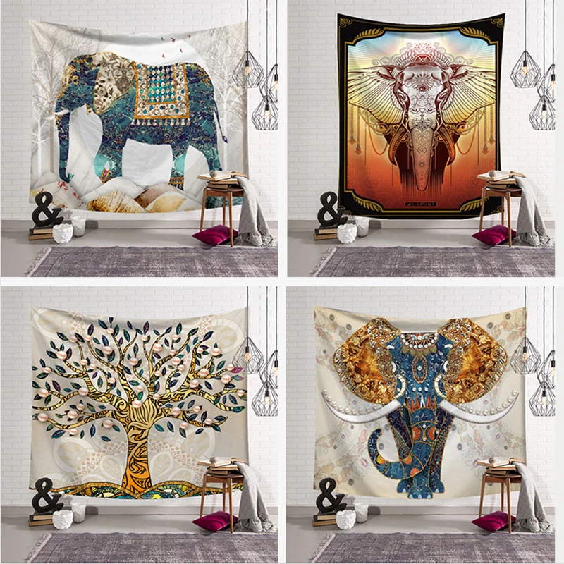 

Animals Elephant Tree Tapestry Wall Hanging Decor Various Styles Psychedelic Abstract Carpet Cloth Tapestries