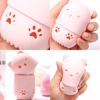 kitten powder puff holder sponge makeup drying case portable soft silicone cosmetic sponge box holder makeup accessories