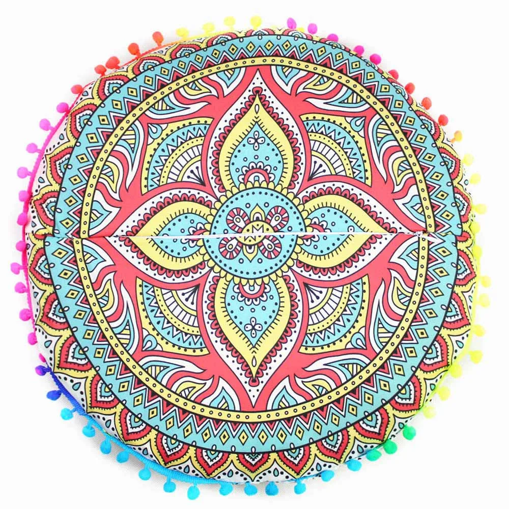

Indian Mandala Floor Pillow Case Round Bohemian Cushion Pillows Cover Cases Sofa Home Decorations Drop Shipping