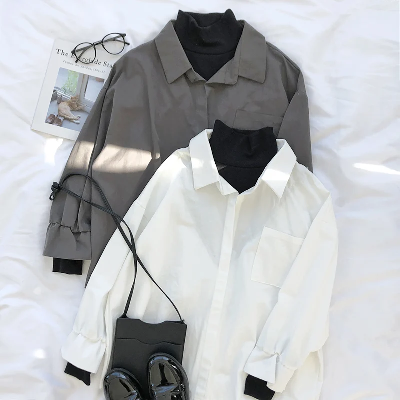 Женская Базовая Блузка на зиму и весну Лоскутная водолазка модная уличная одежда