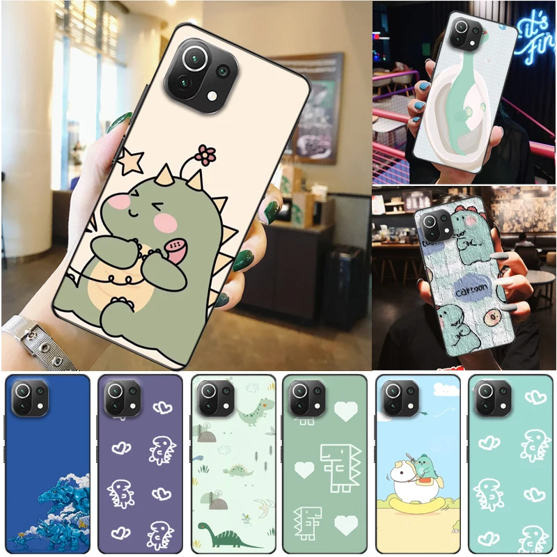 

Cute Couples Dinosaur Funny Flowers Color Painting Phone Case For Xiaomi 11 Lite Pro Back Cover Coque Funda Carcasa