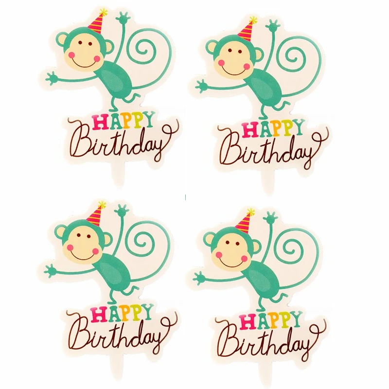 30 шт./лот с надписью на день рождения улыбка обезьяна капкейк Топпер торты для