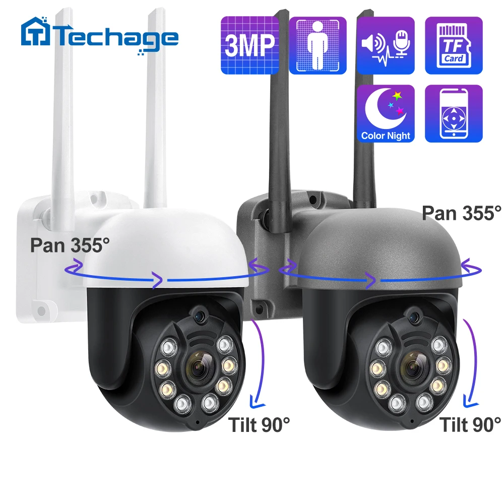 IP-камера Techage 1080P 3 Мп с поддержкой Wi-Fi и PTZ | Безопасность защита