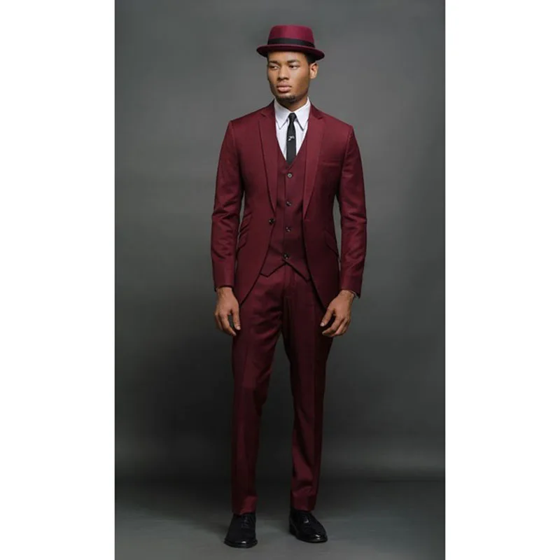 

2021 Latest Coat Pant Designs Burgundy men wedding suits Wine Red Blazer Prom mens suit Jacket Tuxedo 3 Pieces Terno masculino
