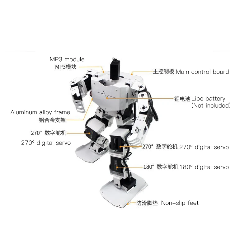 Assembled 17 DOF Dancing Humanoid Robot with 17pcs Digital Servos MP3 Module Dance Biped Programmable Robot STEM Toy