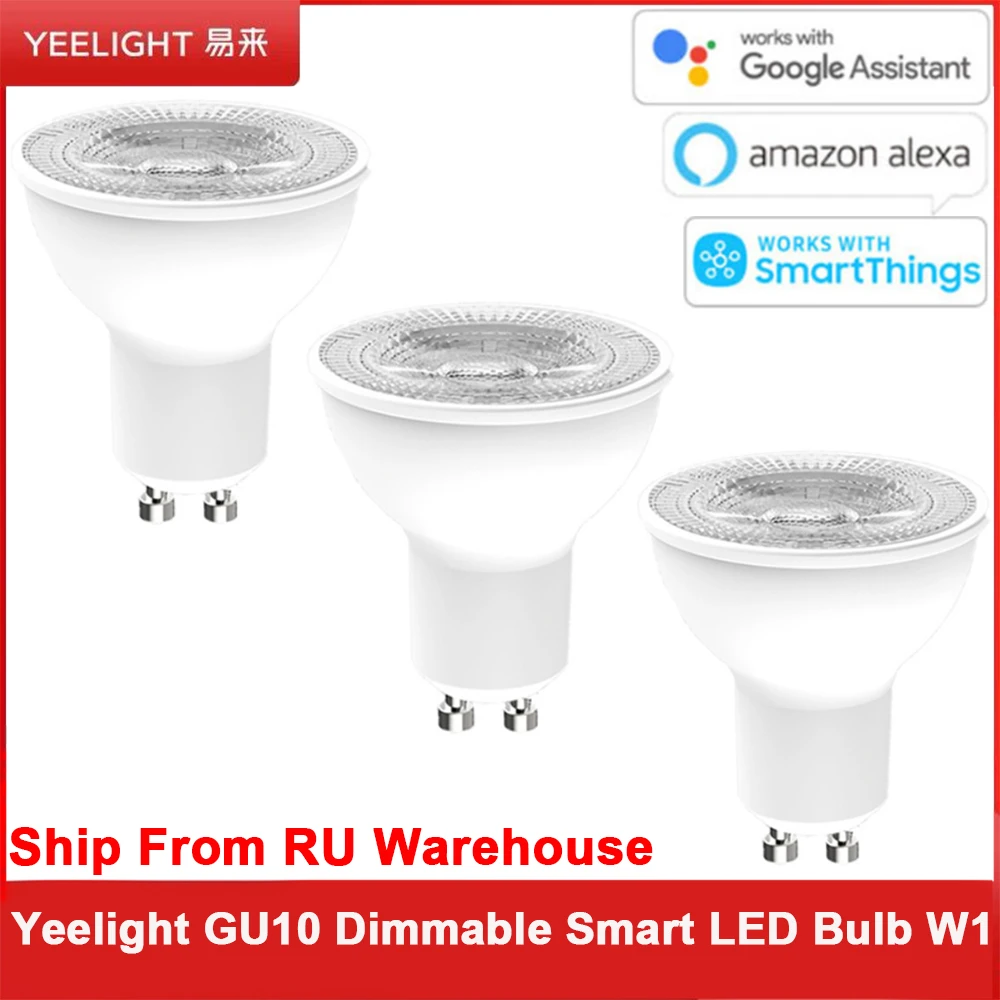 

Умная Светодиодная лампа Yeelight GU10, приглушаемая лампа W1, голосовое управление через приложение, энергосбережение, работа с приложением Yeelight,...