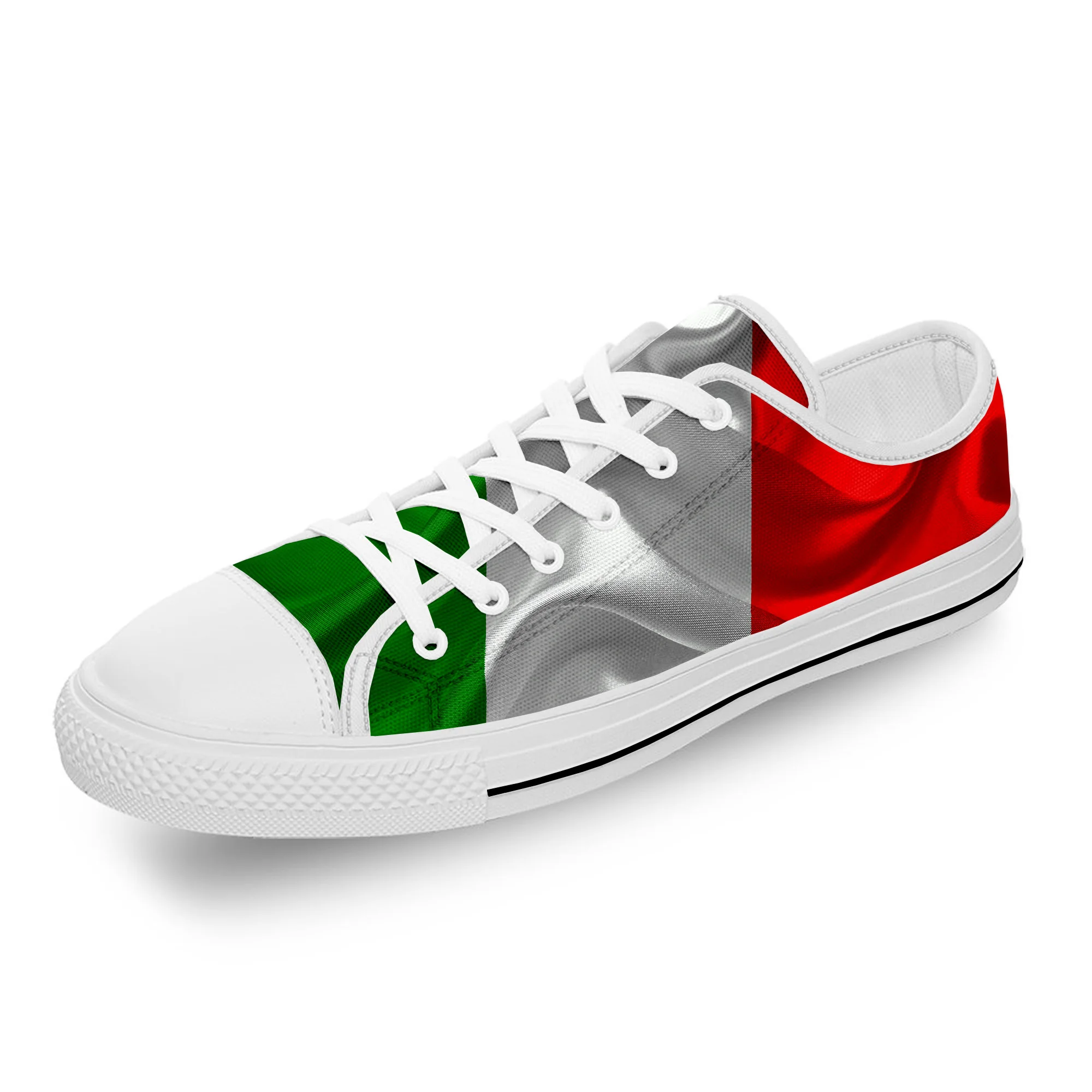 

Italy Italian Italia Flag Patriotic White Cloth 3D Print Low Top Canvas Fashion Funny Shoes Men Women Breathable Sneakers