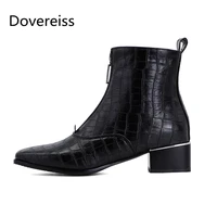 winter round toe shoes for woman consice sexy new brow front zipper matin boots ankle boots big size 48