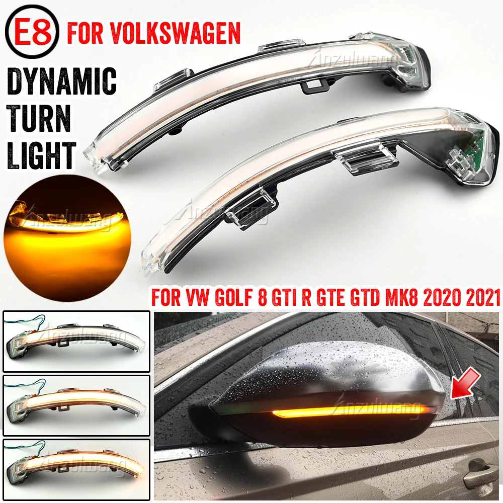 

Dynamic Turn Signal Light Side Mirror Blinker Indicator Sequential Lamp For VW Volkswagen Golf 8 MK8 GTI R GTE GTD 2020 2021