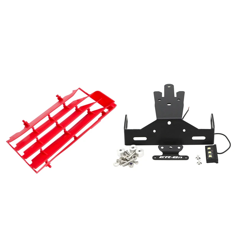 

2 Pcs Motorcycle Accessories: 1 Pcs Radiator Guard Grill Protector Cover & 1 Pcs License Plate Holder License Bracket