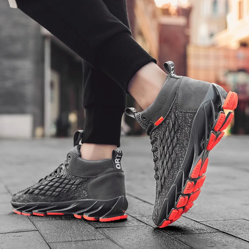 

High Top Running Shoes for Men Blade Sports Shoes Breathable Cushioning Sneakers Trainers Casual Fitness Jogging Shoes Zapatilla