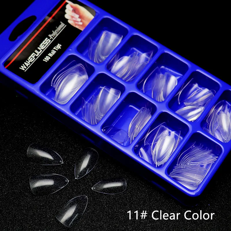 11-Clear 100 шт./кор. накладные ногти Типсы полного покрытия овальной стилет 3D накладные ногти натуральный прозрачный белый накладные ногти - Цвет: 11-Clear