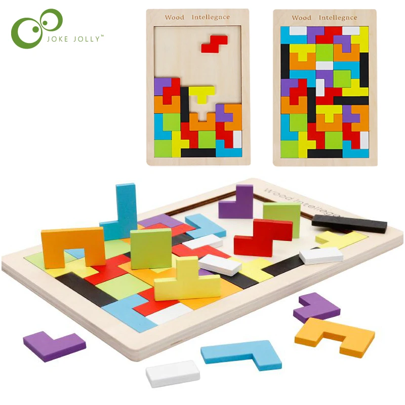 Большой размер красочные деревянные Танграм мозговые паззлы игрушки тетрис игра