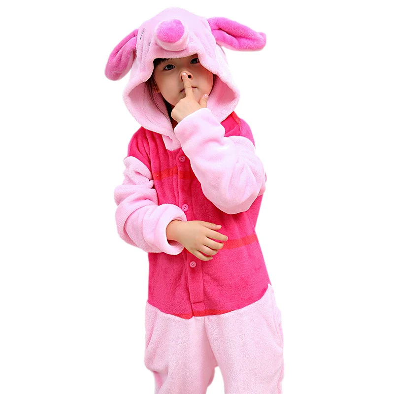 New Pig 21 NEW кигуруми дети мальчики девочки с капюшоном животных единорог стежка пижамы зима мягкий пижамы комбинезон дети панда пегас пижамы милый пижама кигуруми для девочки мальчика единорога домашняя одежда - Цвет: New Pig