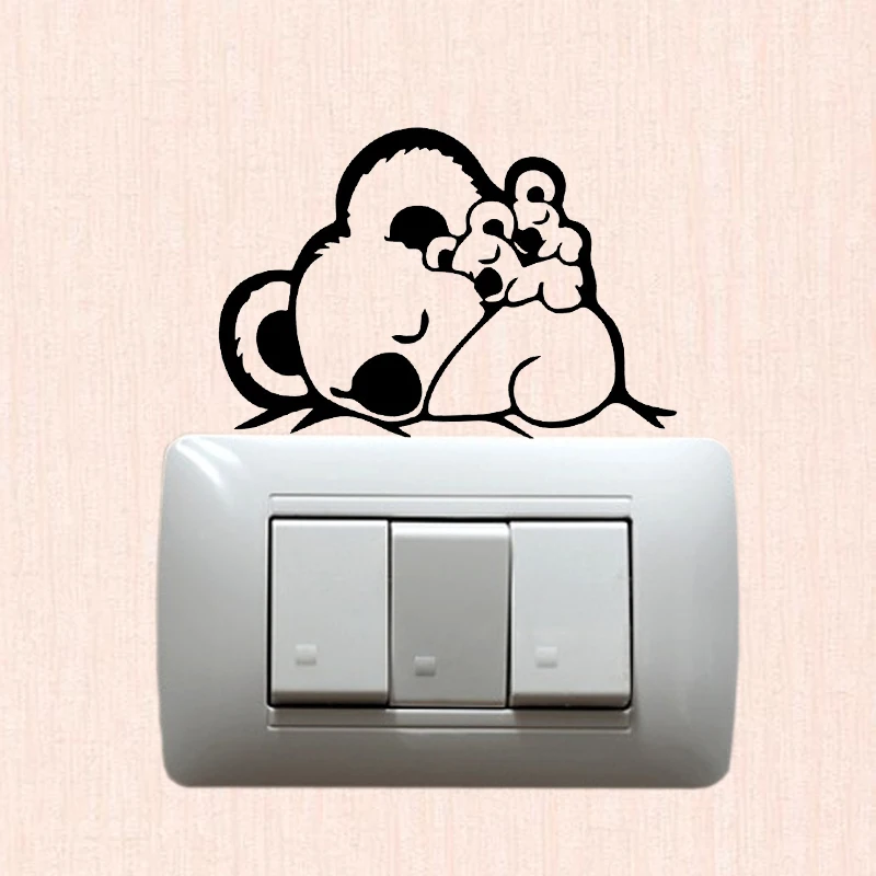 YJZT Koalas Семья стены виниловая наклейка на переключатель наклейка печать на холсте мультфильм животное S19-0898
