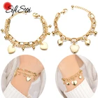 Женский браслет из нержавеющей стали Sifisrri, двухслойный браслет с подвеской в форме сердца, регулируемая цепочка с индивидуальной гравировкой, Подарочная бижутерия