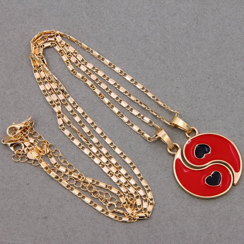 2Pcs Tai Chi Necklace KC Gold Yin Yang Pendant Puzzle Piece Birthday Jewelry Gifts For Couple Or Best Friends | Украшения и