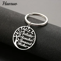 tree of life custom name keychain personalized stainless steel key chain family tree 18k gold key ring for women men key jewelry