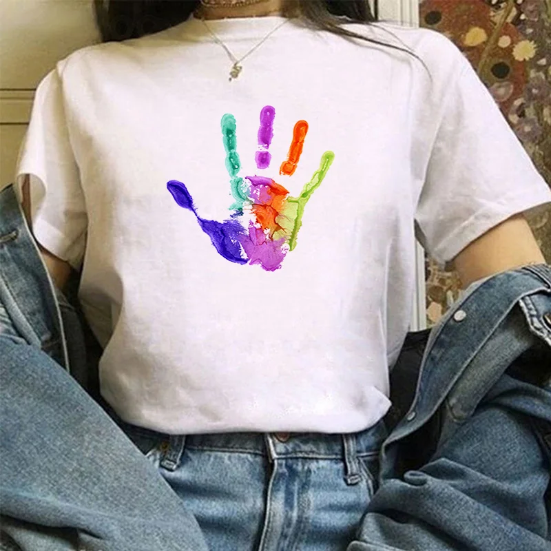 

Printed T-shirt T-shirts Women's Summer Woman Women-clothing Short Sleeve for Vintage Tops White With Sleeves Fashion Tees 2021
