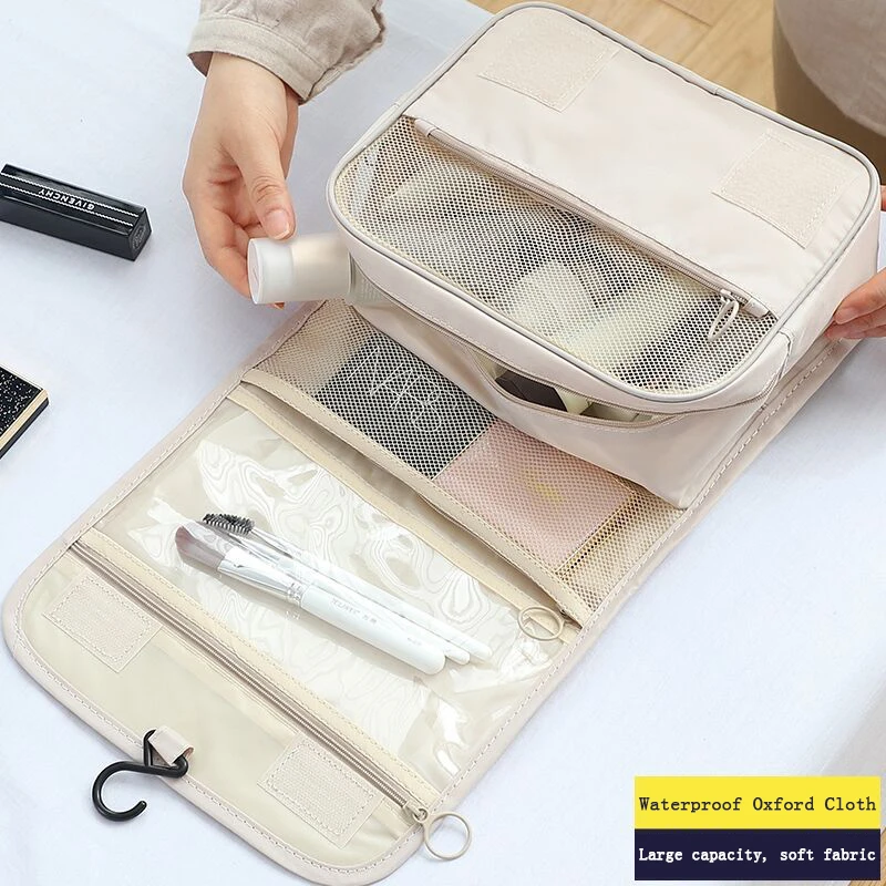 

New Thicken Hang Makeup Bag Travel Organizer For Cosmetics Foldable Waterproof Make Up Storage Toiletry Case Hook Shower Bags