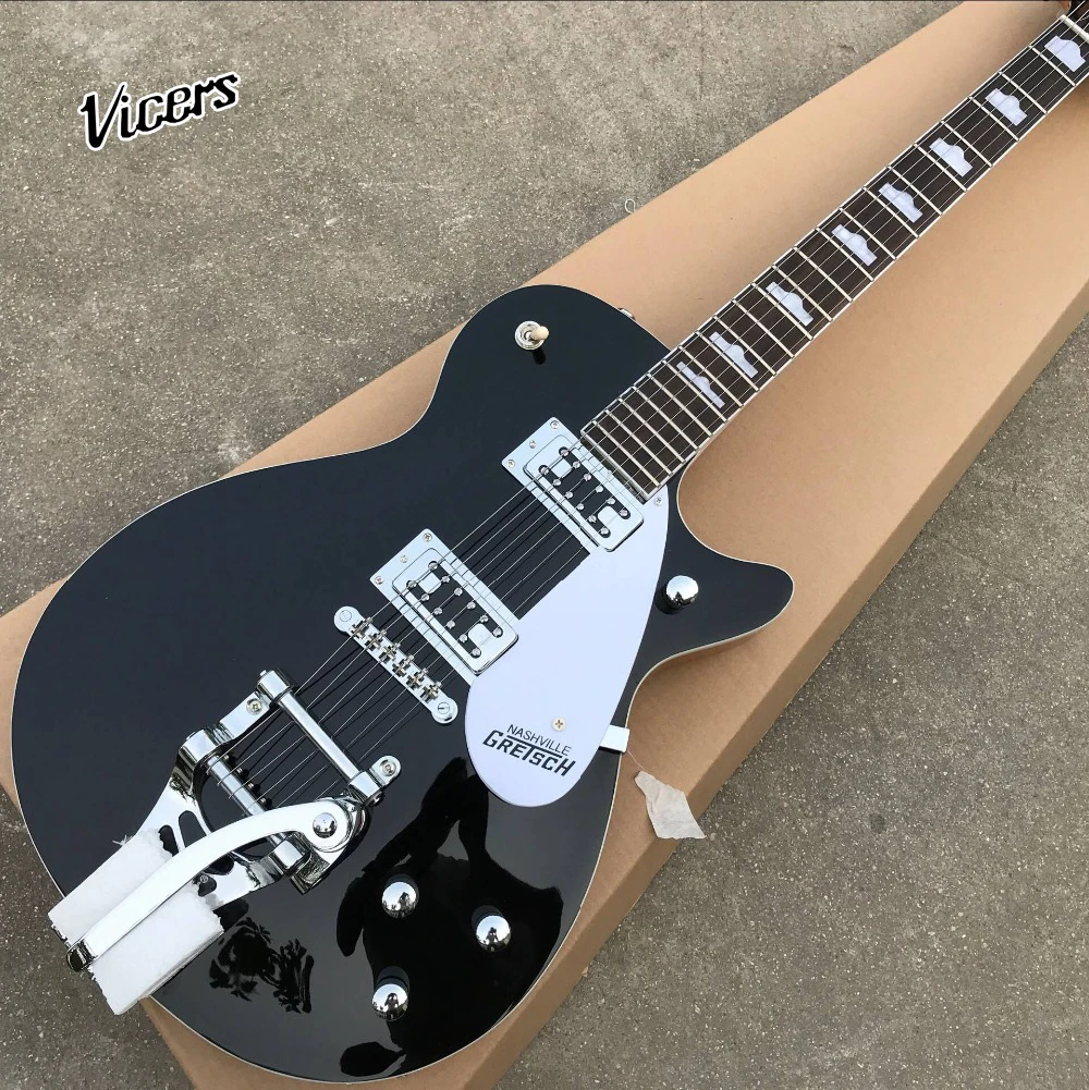 

Новая стильная электрическая гитара jazz. Гриф из палисандра. Топ-гитара черного цвета. Система vibrato. Поддержка настройки