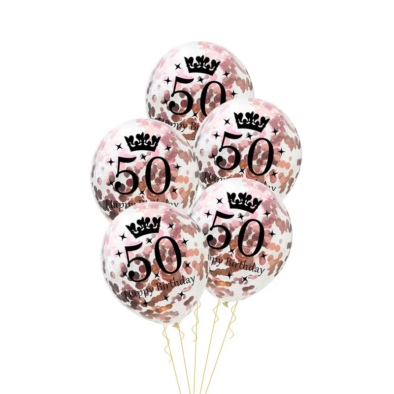 5pcs 50 balloon 30th 40th 50th день рождения одноразовая посуда Взрослые День Рождения принадлежности для вечеринки воздушный шар вечерние украшения 30 40 50 лет - Цвет: 5pcs 50 balloon