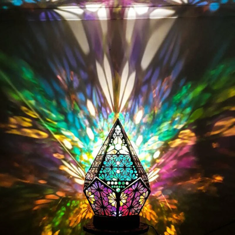 Bohemian Table Decoration Lamps Indoor Lighting Colorful Mosaic Atmosphere Projector Night Light For Room Decor Dropshipping | Лампы и