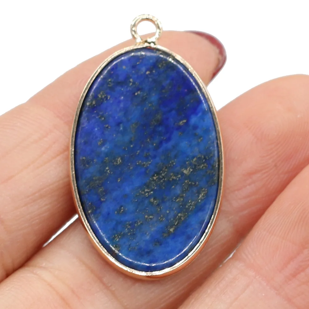 Природный камень лазурит Круглый кулон Овальный Warter падение Форма рейки