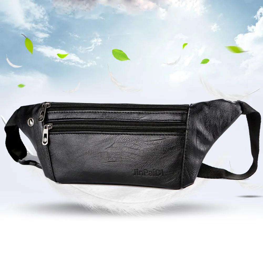 

Men Ultrathin Leather Waist Packs PU Leather Multifunction Man Bags Solid Color Male Waist Bags For Outdoor Sport