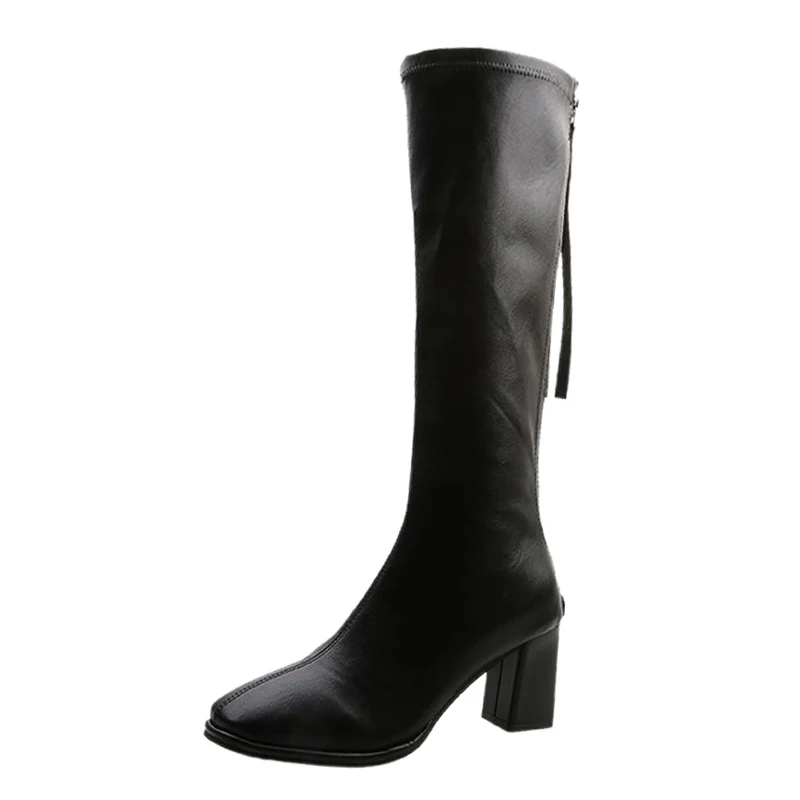 

BOOTS new skinny boots female mid heel boots plus velvet high leg boot Knight boots shoes woman thigh high boots