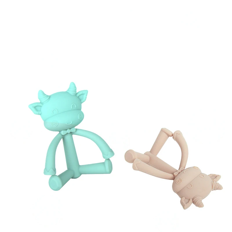 Mordedor de silicona para beb&eacute;, juguetes de dibujos animados para reci&eacute;n nacido, lactancia infantil sin BPA, regalos de dentici&oacute;n, accesorios para beb&eacute;, 1 ud.-4