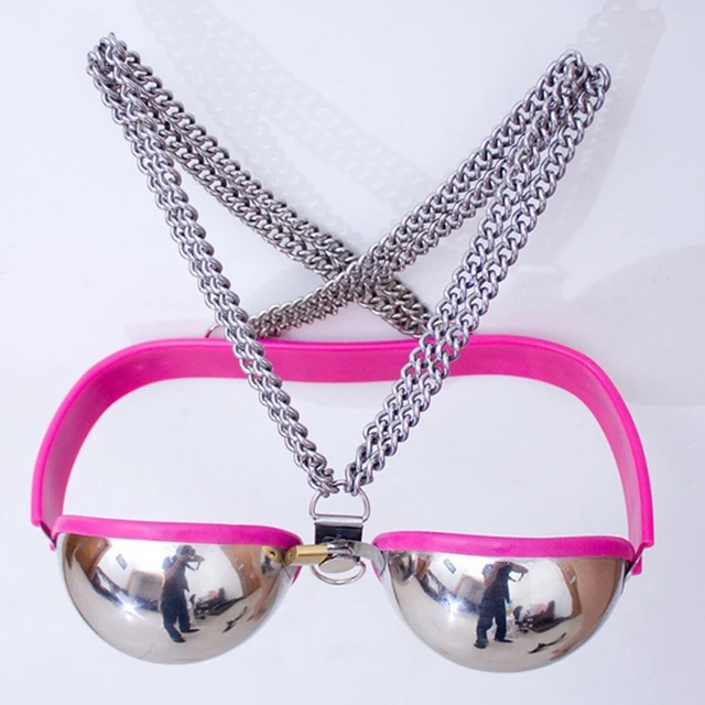 Женский сексуальный бюстгальтер из нержавеющей стали Пояс верности Устройство