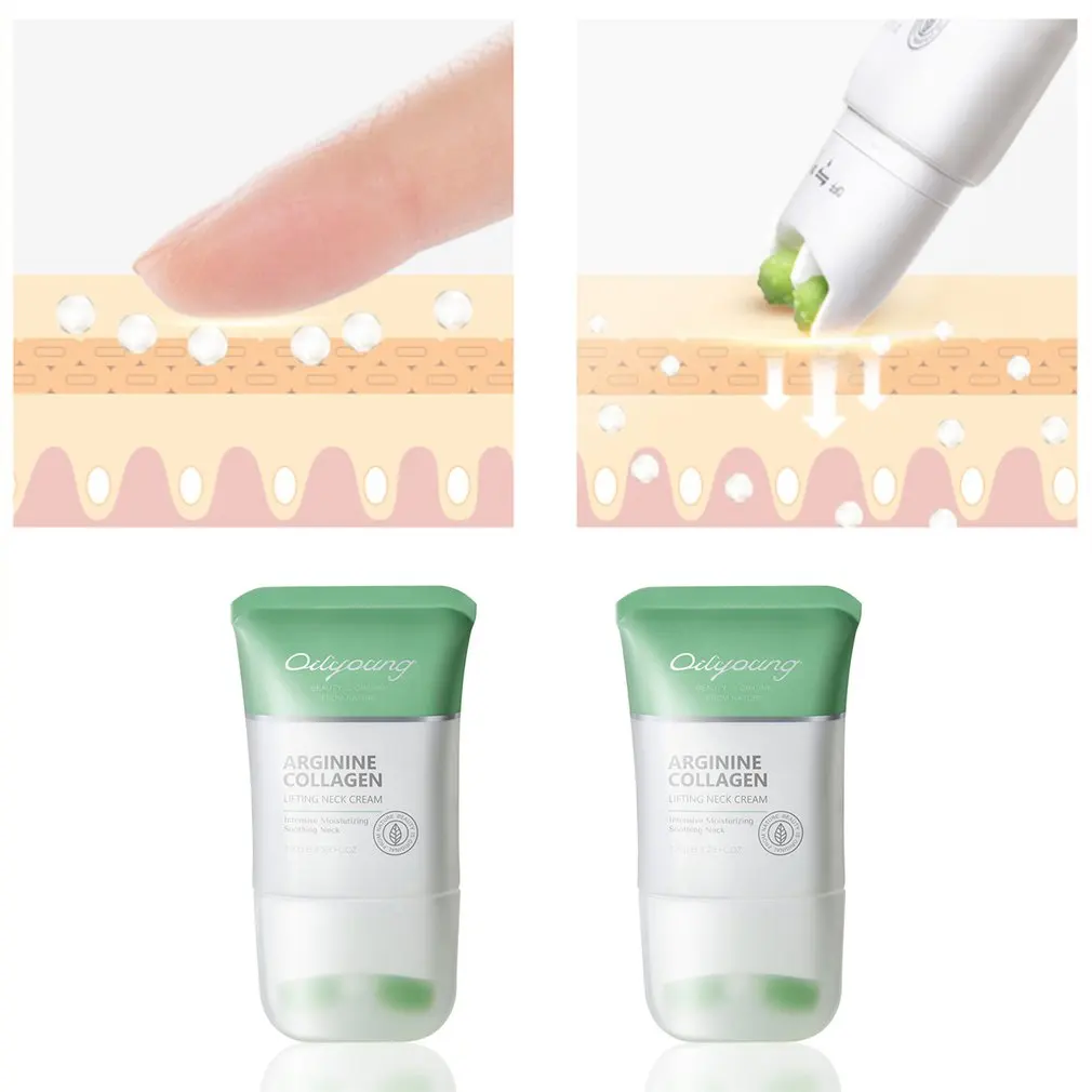 Двойной роликовый крем для шеи аргинин коллаген уменьшает морщины подтягивает и