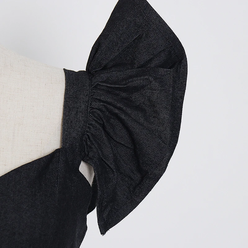 TWOTWINSTYLE Elegant Dresses Female Square Collar Ruffle Sleeve High Waist Irregular Hem Dress Women Fashion 2020 Spring Clothes | Женская