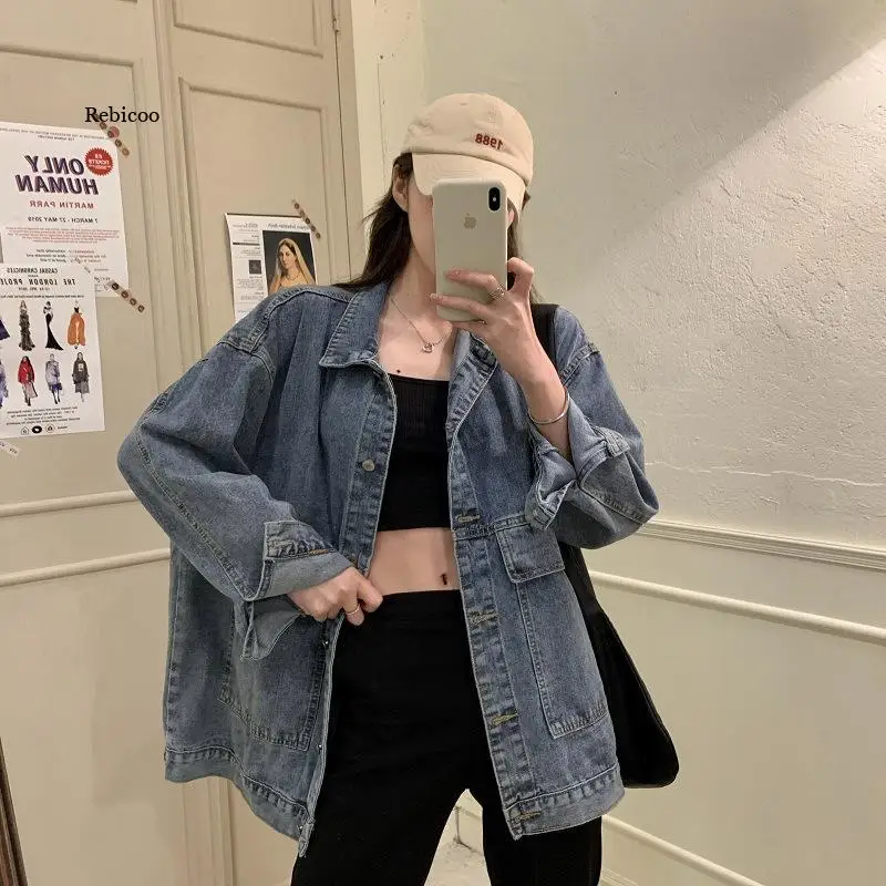 

Large Size Loose Denim Women Coat Retro Street Korean Style Wild Casual Couple Jacket Korean Ins Tide Women Jackets Denim New