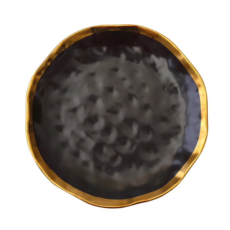 Пластина Золотая инкрустация тарелки для закуски роскошные золотые края тарелка