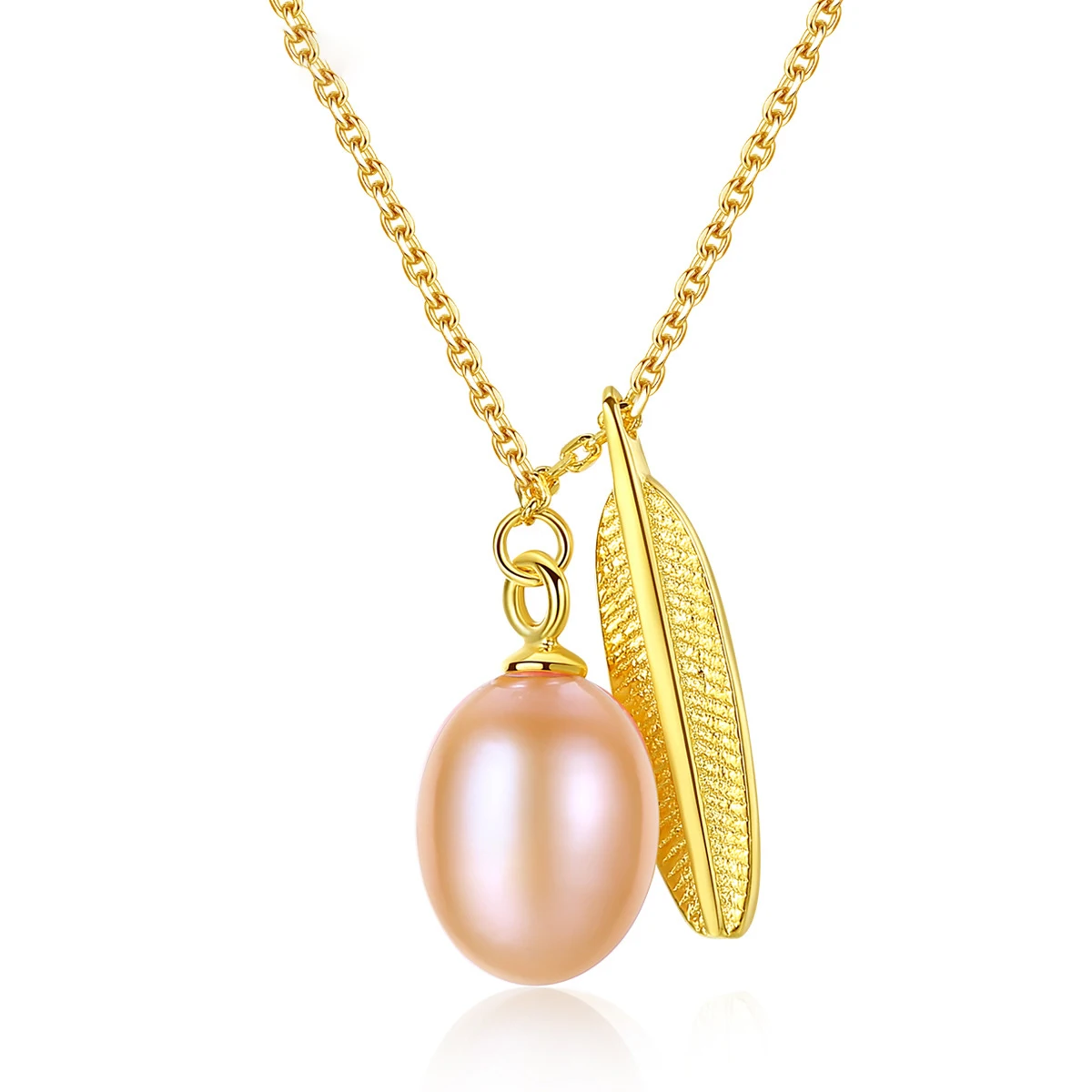 

MetJakt S925 Sterling Silver Exquisite Leaf Shape Freshwater Pearl Fashionable Personality Ladies Necklace