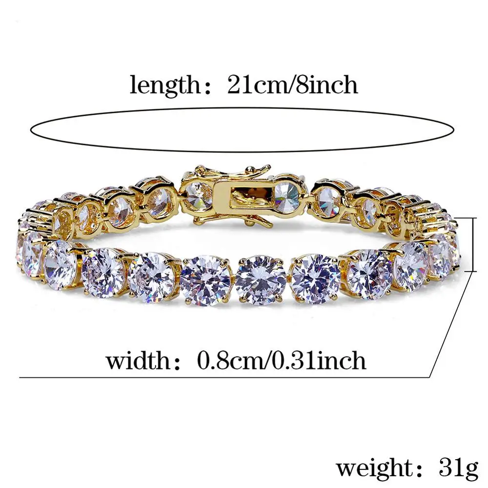 TOPGRILLZ 8mm10mm Tennis Chain Bracelet High Quality Rose gold AAA Cubic Zirconia Iced Out Hip Hop Fashion Charm Jewelry Gift | Украшения и