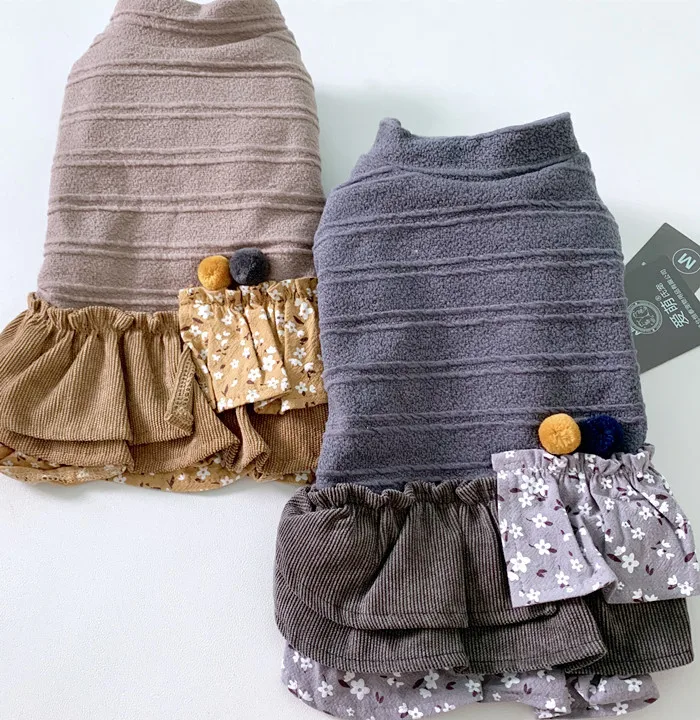 Осенне-зимние платья в стиле принцессы для собак супер теплые юбки с хлопковой