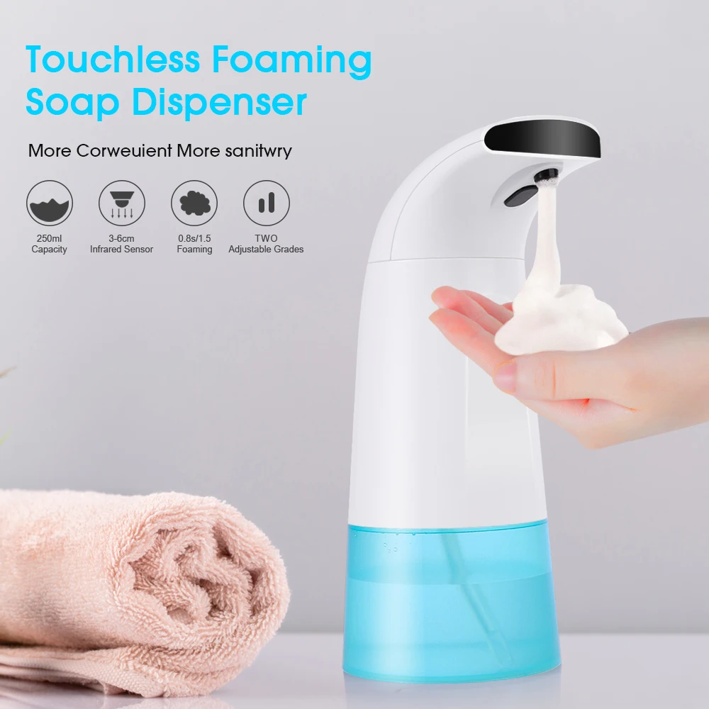 

250ML Automatic Soap Dispenser kitchen Waterproof Foam Dispenser Sensor Touchless Hand Washer Soap Dispenser Pump