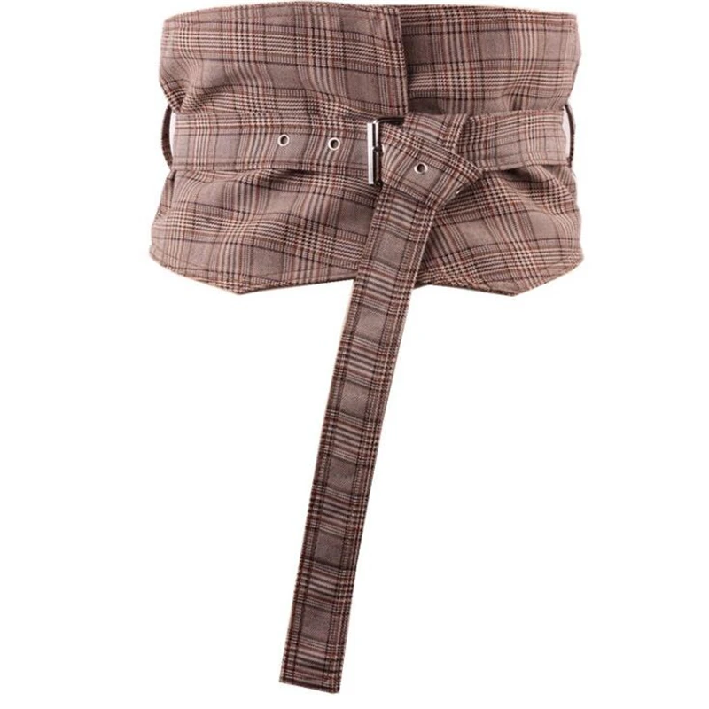 

2020 Fashion Knotted Girdle Women Belts Plastic Waist Pin Buckle Dress Striped Lattice Ultra Shirt Belts