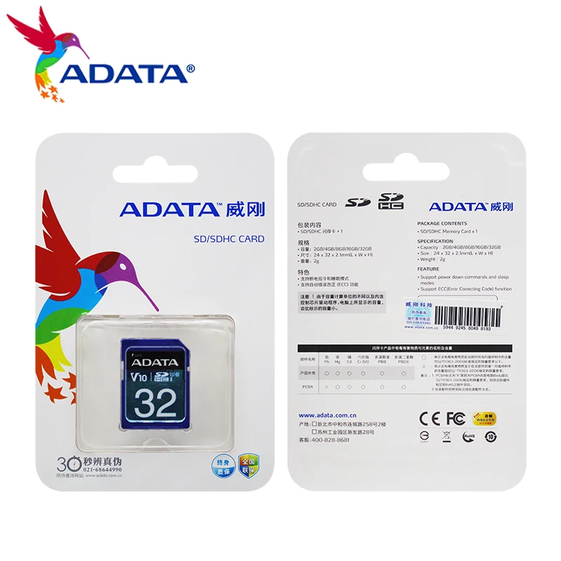 Оригинальная SD-карта ADATA 32 Гб SDHC UHS-I класса V10 высокоскоростная флеш-карта для