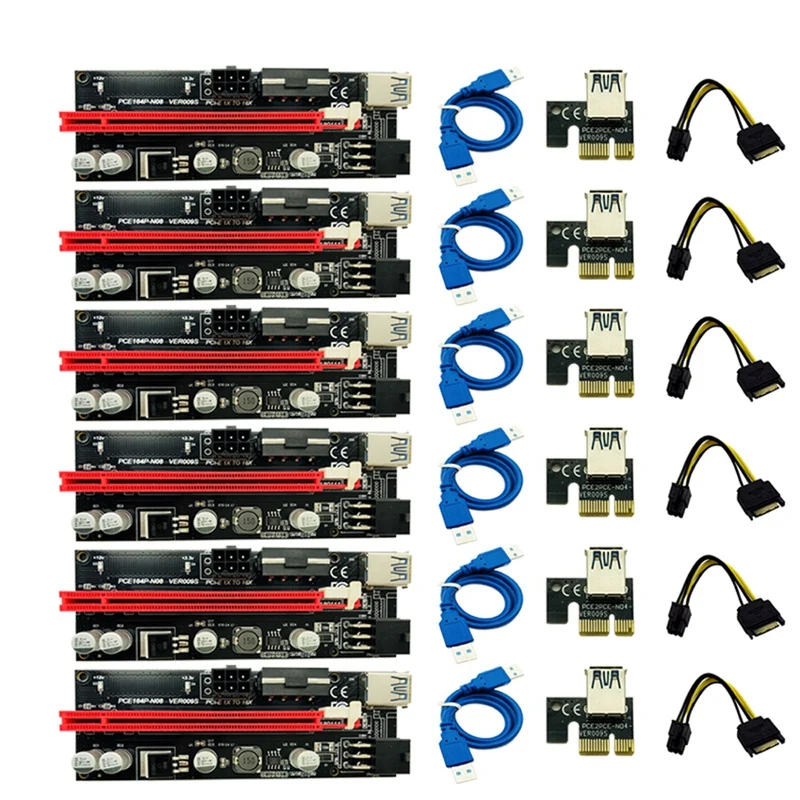 6 шт. новейший Ver009 Usb 3 0 Pci-E Riser Ver 009S Express 1X 4X 8X 16X расширитель переходника карта Sata 15Pin