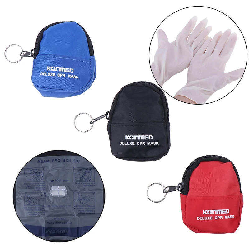 

1 комплект реанимационных масок для экстренной первой помощи, дыхательная маска для СЛР, одноразовые перчатки с спиртовой прокладкой