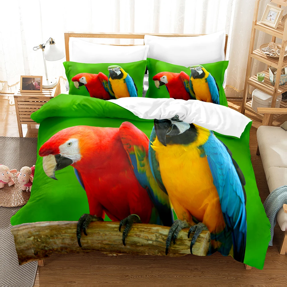 

Parrot Animal Bedding Set Bedroom Decor Kids Girls Gifts Duvet Comforter Quilts Cover 2/3 Pieces Bedspread with Pillowcases