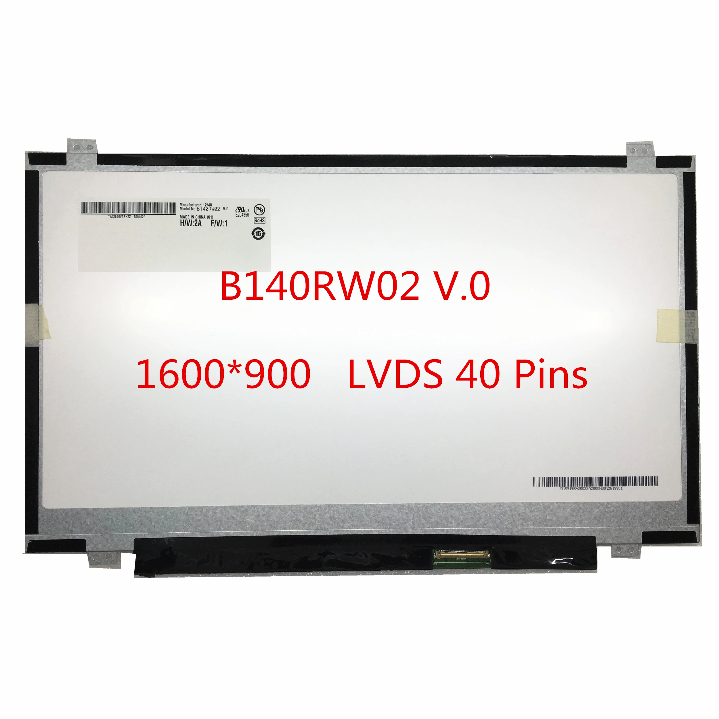 

Free shipping B140RW02 V.0 V.1 V.2 B140RTN03.1 LP140WD2-TLD2 TLC1 N140FGE-L32 LTN140KT03 Laptop LCD screen 1600*900 LVDS 40pin