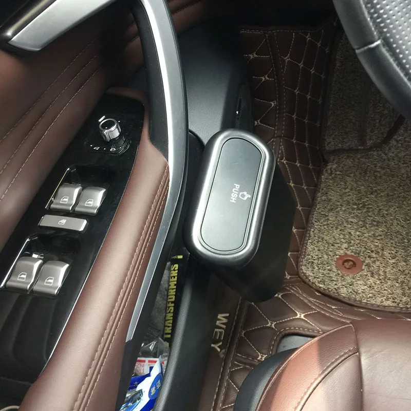 

Car Trash Bin Hanging Vehicle Garbage Dust Case Storage Box Black Abs Square Pressing Type Trash Can Auto Interior Accessories