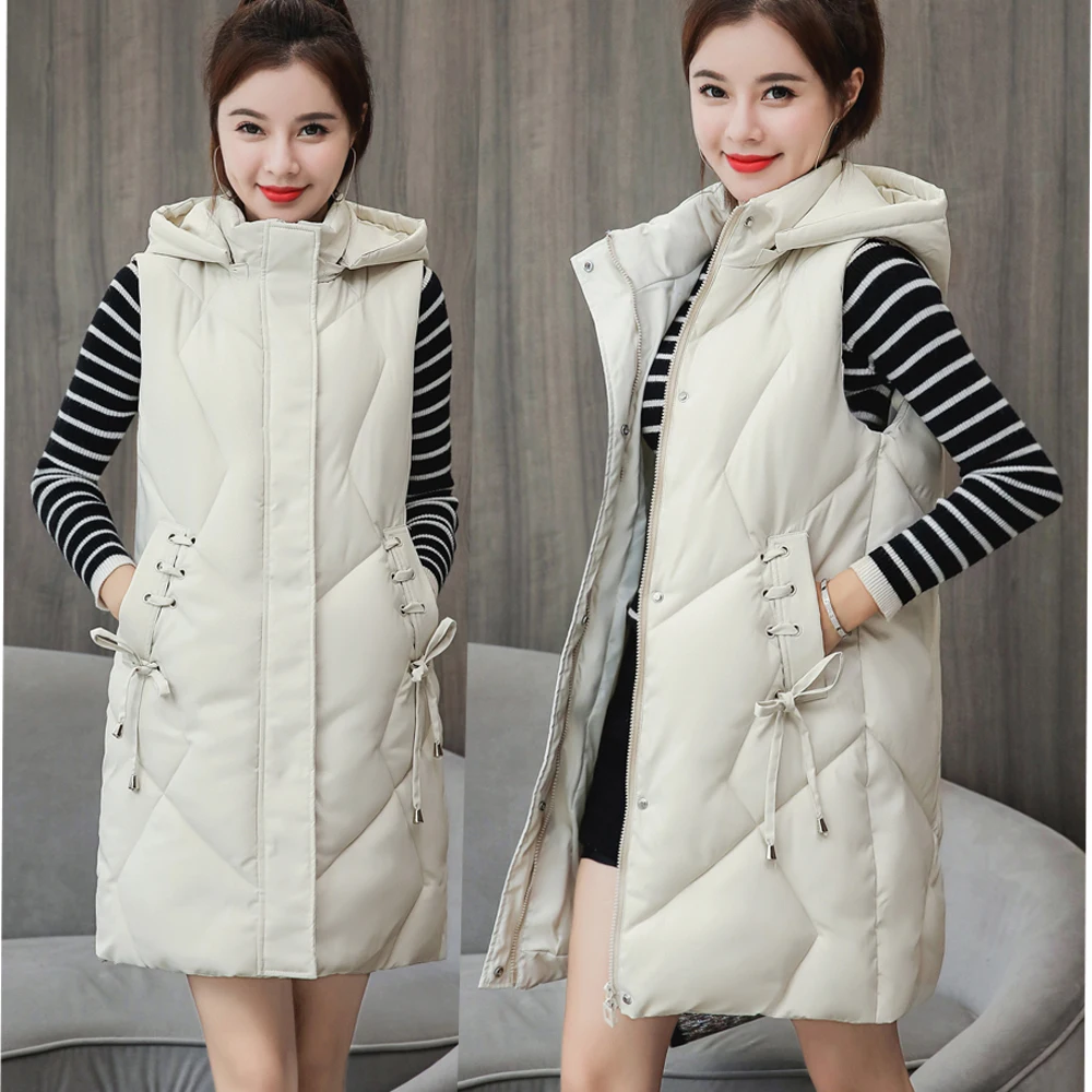 

Autumn winter new Korean Detachable cap coat women jacket tops warm waistcost long vest