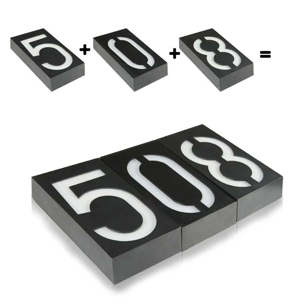 

1PC House Number Doorplate Digital Solar Light LED Door Number Address Digits Wall Mount Number For Home Solar Light
