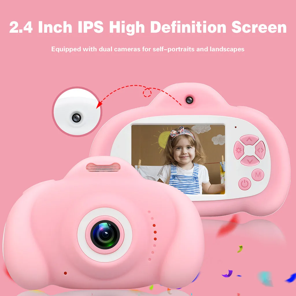 2. 4nch Детская цифровая камера маленькая зеркальная с двойным объективом игрушка
